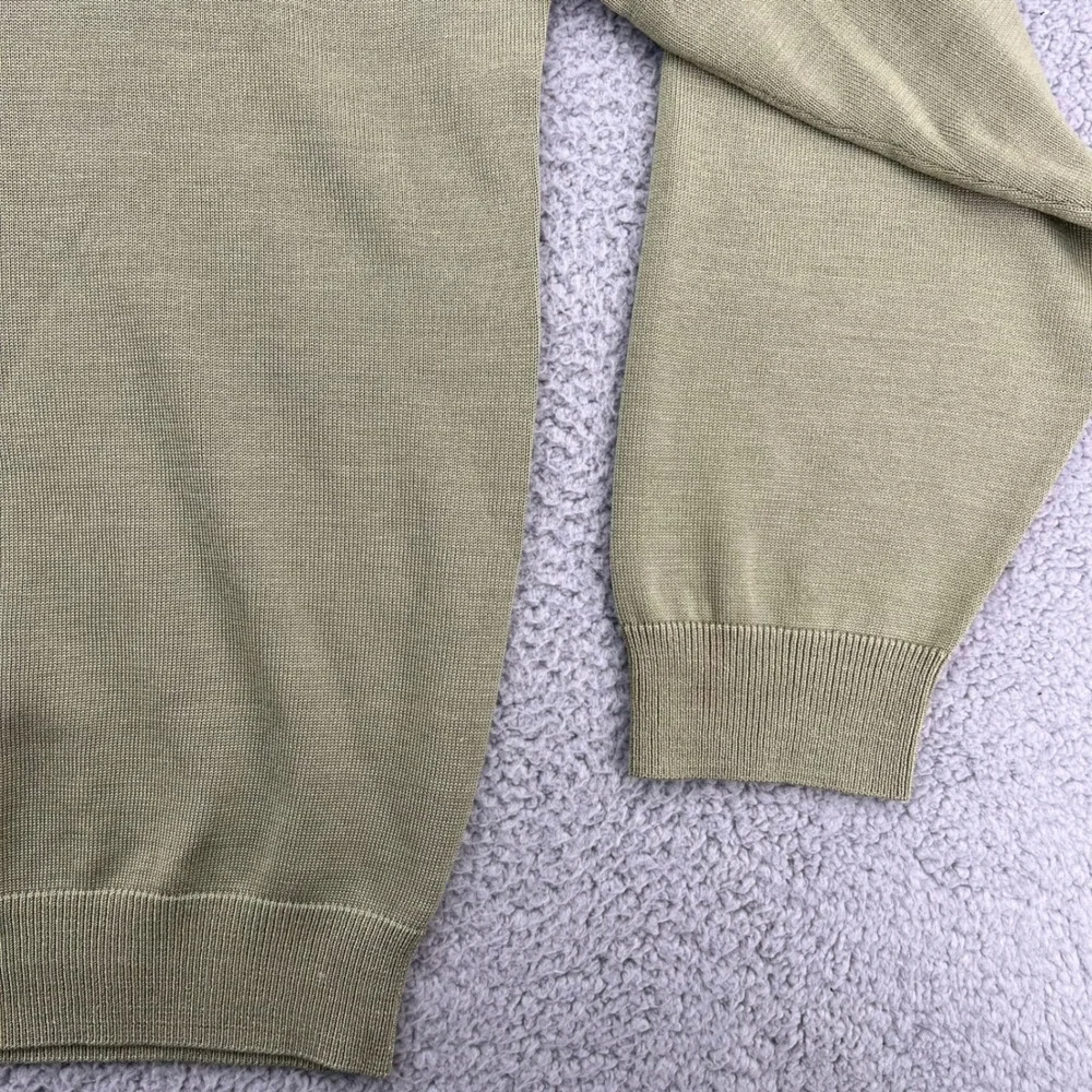 Brooks Brothers Mens XXL V-Neck Sweater Silk Cotton Blend Olive Green L/S